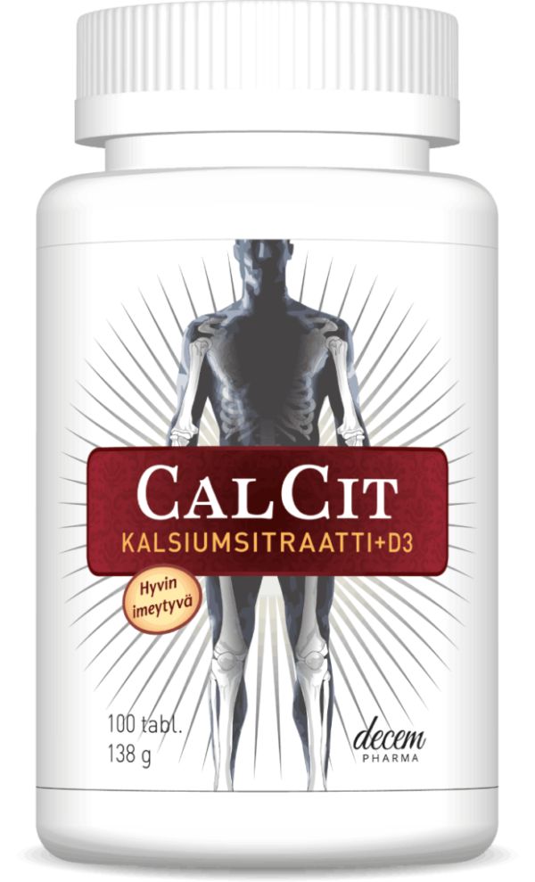 CalCit kalsiumsitraatti + D3-vitamiini 500mg/15mikrog 100 tabl