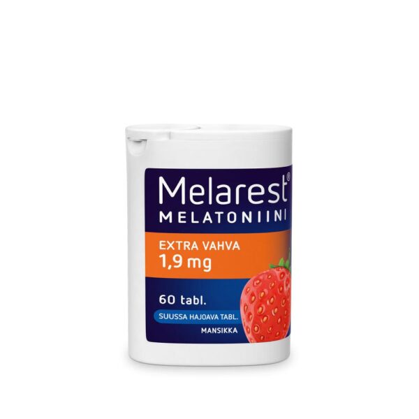 Melarest Melatoniini Extra Vahva 1,9 mg, Mansikka 60 tabl