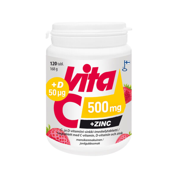 Vita-C 500 mg + sinkki + D-vitamiini 50 mikrog 120 tabl